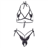 Leg Avenue - Leg Avenue Set Dos Piezas Sujetador Y Tanga De Mariposas Y Perlas Talla Unica - Negro