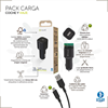 Muvit For Change - muvit for change pack cable coche USB 12W + cable micro USB 1,2 negro