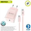Muvit For Change - muvit for change pack cargador de pared Glass Tipo C PD 30W + cable tipo C a tipo C 3A 1m rosa