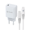Muvit For Change muvit for change pack cargador de pared Tipo C PD 25W + cable tipo C a tipo C 3A 1m blanco