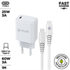 Muvit For Change - muvit for change pack cargador de pared Tipo C PD 25W + cable tipo C a tipo C 3A 1m blanco