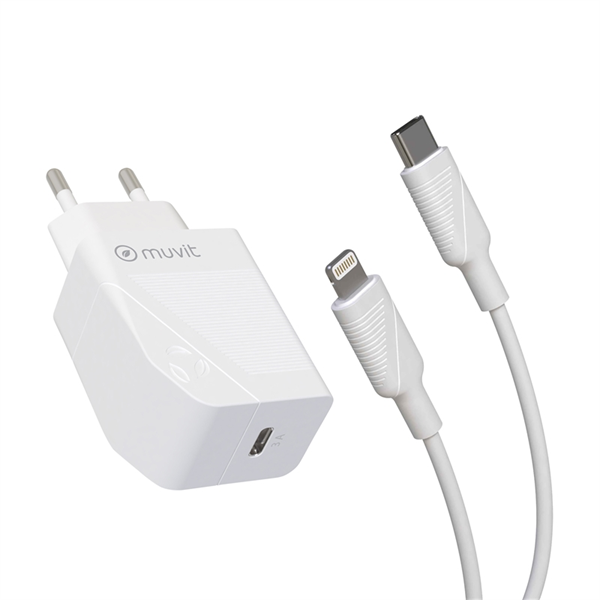 Muvit For Change - muvit for change pack transformador Tipo C PD 20W + cable tipo C a lightning 2.4A 1m blanco