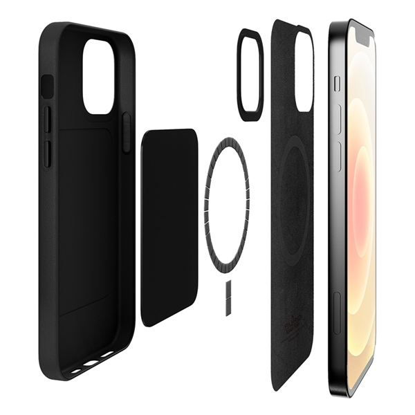 Puro - Puro carcasa piel Skymag Apple iPhone 12/12 Pro negra