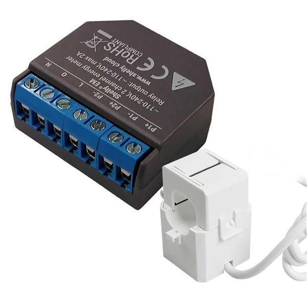 Shelly - Shelly Módulo Wi-Fi BT Medidor Consumo EM + Pinza Transformadora de corriente 50A