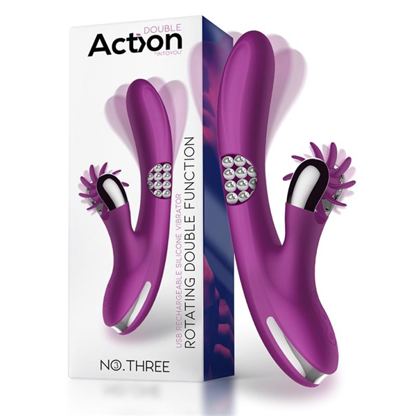 Action - No. Three Rotador con Bolas Giratorias 360º y Rueda Estimuladora USB Silicona