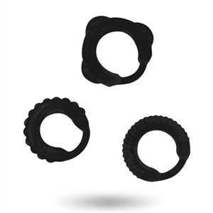 Addicted Toys  Set 3 Anillos Pene Negro