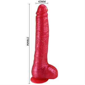 Baile Dong Dildo Realistico Rojo Con Ventosa