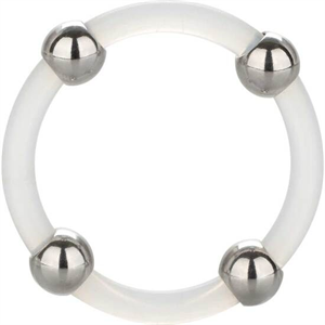 Calexotics Calex Anillo De Silicona Con Cuentas De Acero Talla L