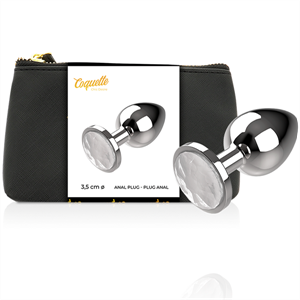 Coquette Plug Anal De Metal Talla M Cristal Clear 3.5 X 8cm