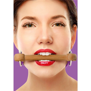 Ouch! Mordaza De Madera Y Correas de Cuero Lila