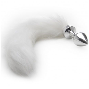 Ouch! Plug Anal Cola Blanca Metal 7.5 cm